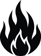 Fire flame silhouette icon on white background 
