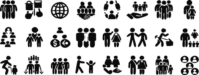 Diverse people icons teamwork collaboration global community