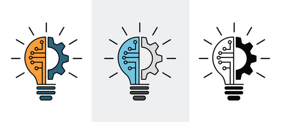 Innovative Solutions Lightbulb Gear Circuitry Technology Concept