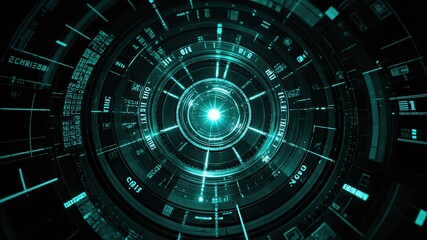 Futuristic Digital Interface with Glowing Circular HUD Elements
