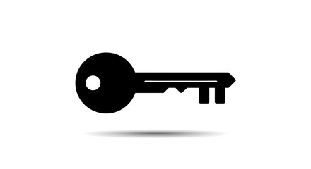 Black key icon vector symbol for security access control and encryption - minimalist flat design on white background