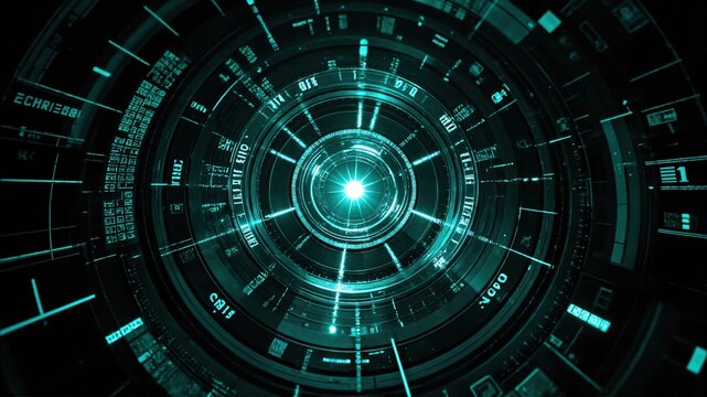 Futuristic Digital Interface with Glowing Circular HUD Elements
