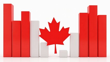 Data visualization of canadian statistics featuring red and white bar graphs informative graphic minimalist environment