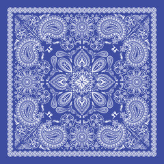 Blue bandana print vectör  design 