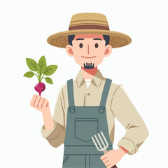 illustration of a farmer with his planting