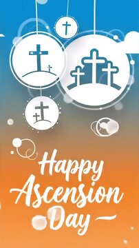 Ascension day lettering vector. suitable for card or banner. Happy Ascension day concept. Resurrection of Jesus. Happy Ascension Day. holiday greeting card concept.