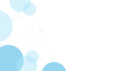 Geometric blue color overlapping circles lines abstract background. Technology, science concept banner design. Colorful pastel vector art.