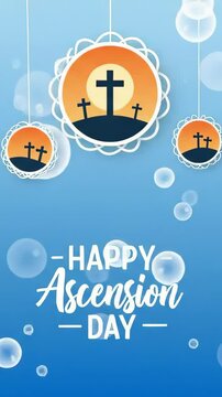 Ascension day lettering vector. suitable for card or banner. Happy Ascension day concept. Resurrection of Jesus. Happy Ascension Day. holiday greeting card concept.