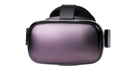 VR headset close up view on black background, cut out transparent