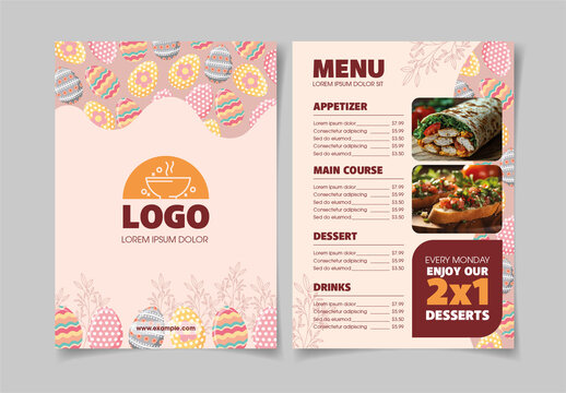 Beige And Brown Easter Food Drink Menu Restaurant Template