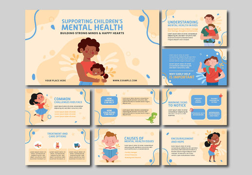 Blue And Beige Children Mental Wellness Support Parenting Presentation Template