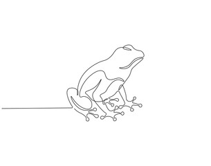 Frog animal continuous line. Continuous one line drawing of frog. Amphibian animal concept. Single line drawing