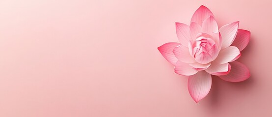 The image features a beautiful isolated pink lotus on a delicate pastel-colored background with room for text