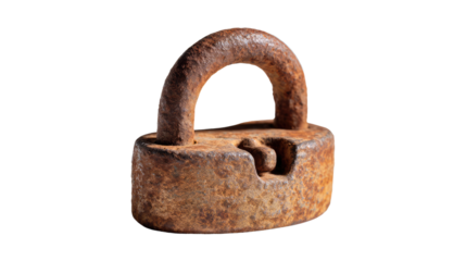 Rustic Iron Lock: An aged and weathered iron padlock, its surface marred by the effects of time and rust, symbolizing history and security.