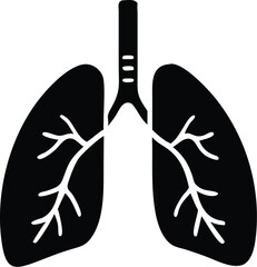 A simple black lungs icon displays the respiratory system anatomy on a white background