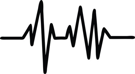 Simple line depicts a dynamic heartbeat signal on a transparent background perfectly