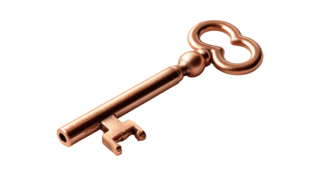 Vintage Key on a plain background: A detailed studio shot captures the elegant shape of a vintage key, a timeless symbol of security and access.