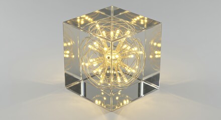 Acrylic cube table lamp with embedded lights