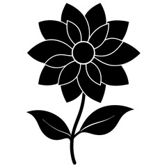 black and white flower vector on a white background.
