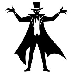 silhouette of a Magician on a white background.