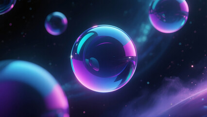 Obraz premium Orbital Glow: Abstract Spheres in Space