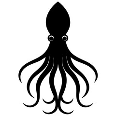 vector illustration of a squid fish on a white background.
