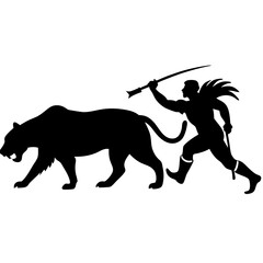 Tiger and master vector art on a white background.