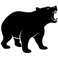 silhouette of a bear roar on a white background.