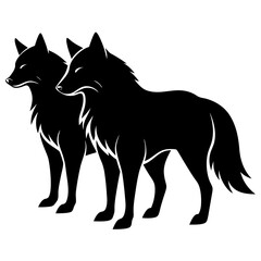 vector illustration of a wolfs on a white background.