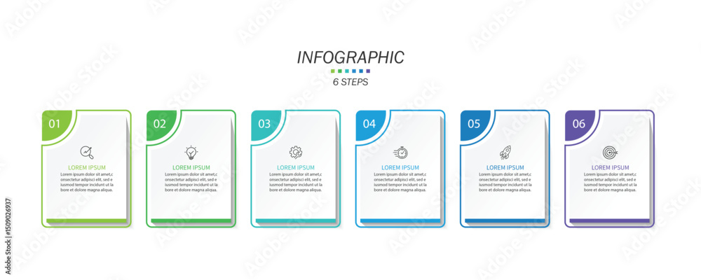Poster Design template for vector infographic labels with icons and 6 options or steps.