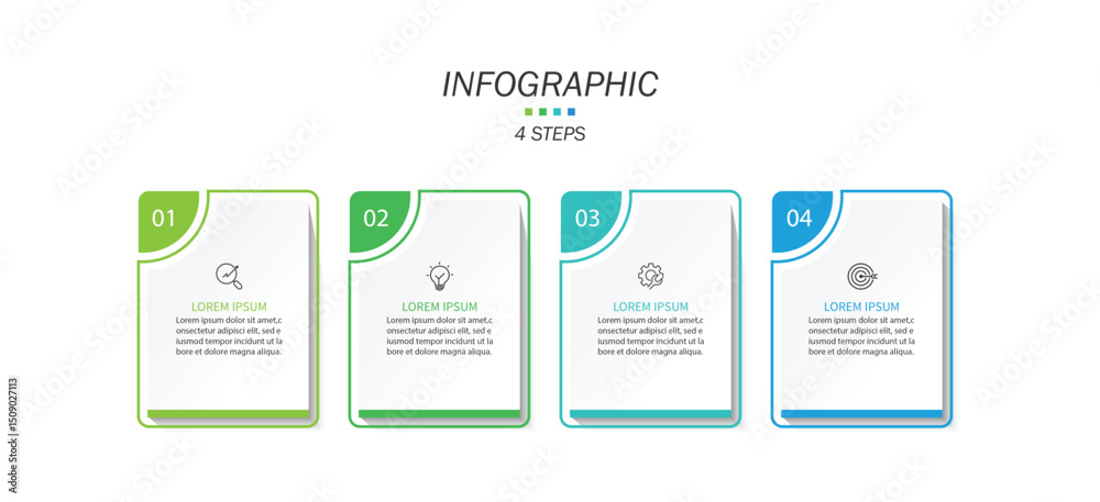 Poster Design template for vector infographic labels with icons and 4 options or steps.