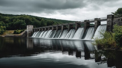 hydroelectric dam with forest