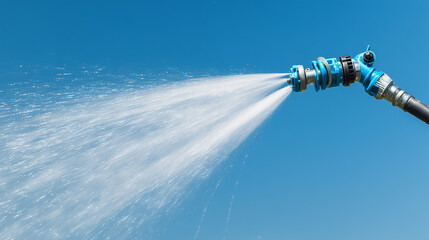 close-up of precision irrigation nozzle spraying fine water mist