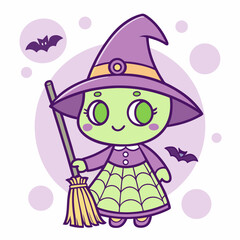 halloween witch with pumpkin