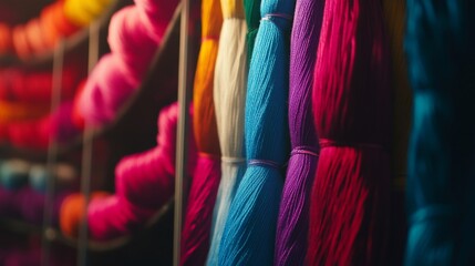 Vibrant Colorful Yarn Collection: A Textile Delight