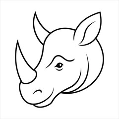 Rhinoceros Head  Detailed Animal Head Vector Illustration
