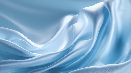 Obraz premium abstract light blue silk fabric flowing in waves on a light blue background