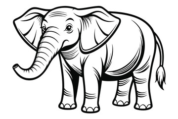 Fototapeta premium Isolated on a white background, a large gray elephant stands, a magnificent wild mammal of nature