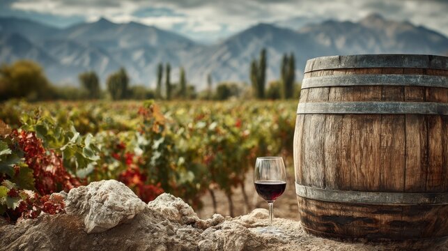 Wine barrel enhances the experience of Malbec in Mendoza's vineyards