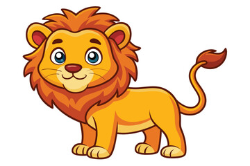 Fototapeta premium Cute cartoon lion illustration isolated on white, a fun and friendly wild animal character with a big smile