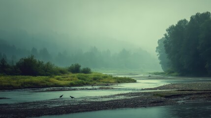 Fototapeta premium clean riverbank with wildlife