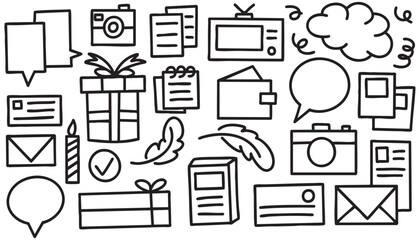 Line marker hand drawn brush element set. Sketch pencil stroke vector graphic pen underline scribble icon. Hand drawn line heart, crown, star symbol highlight marker shape. Vector illustration