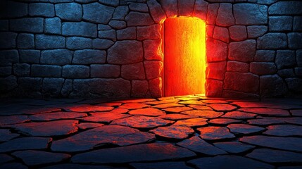 Glowing portal in stone wall