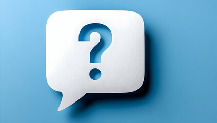 A modern, stylized speech bubble featuring a question mark, symbolizing communication and inquiry. Ideal for presentations and digital content.