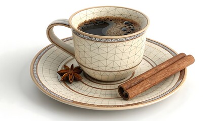 cup of coffee with cinnamon sticks