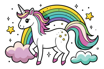 Funny vector cartoon illustration of wild baby safari animals in nature