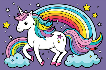 Fototapeta premium Black silhouette of a wild horse head with a flowing mane, a nocturnal animal symbol illustration under a starry sky