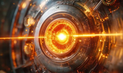 Fototapeta premium Glowing futuristic technology core; energy beam; science fiction background; ideal for tech concepts