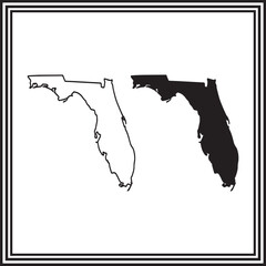 Florida State Map Silhouette and Outline – USA Geographic Vector Icons for Print, Design, and Education Projects