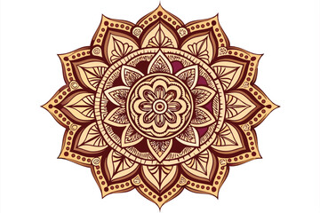 Seamless Indian floral mandala pattern on white background